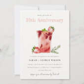 Invitation Margarita rose fraise Chaque année Anniversaire (Devant)