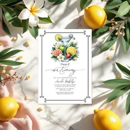 Invitation Margarita tropicale et Fête des mariées de mariage