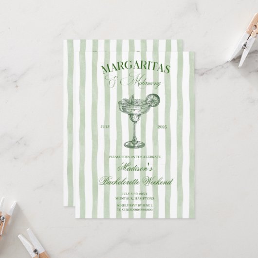 Invitation Margaritas and lime Bridal shower (Devant/Arrière en situation)
