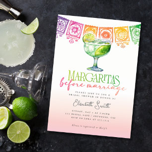 Invitation Margaritas avant le mariage Fiesta Fête des mariée