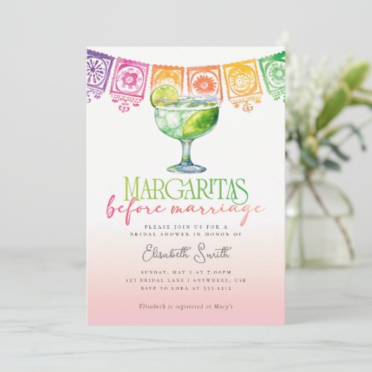 Invitation Margaritas avant le mariage Fiesta Fête des mariée (Debout devant)
