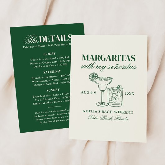 Invitation Margaritas Avec My Señoritas Bachelorette Week-End
