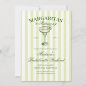 Invitation Margaritas et Bachelorette rayée de mariage (Devant)