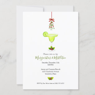 Invitation Margaritas et Mistletoe Fête de Noël