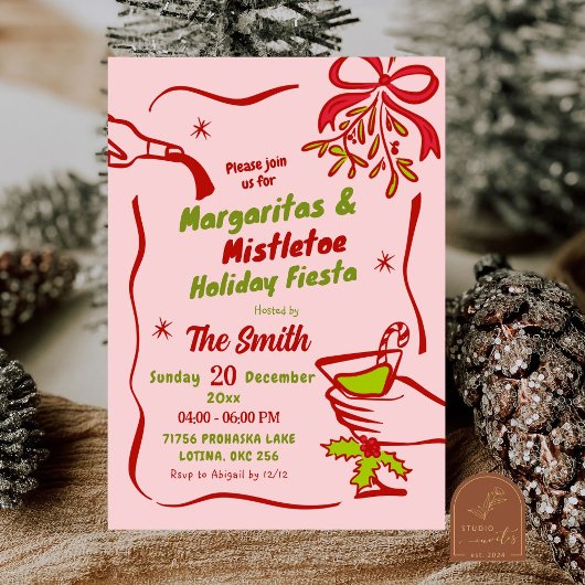 Invitation Margaritas et Mistletoe Fête de Noël