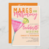 Invitation Margaritas Margs & Mariage Bachelorette Week-end (Devant / Derrière)
