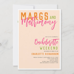 Invitation Margaritas Margs & Mariage Bachelorette Week-end