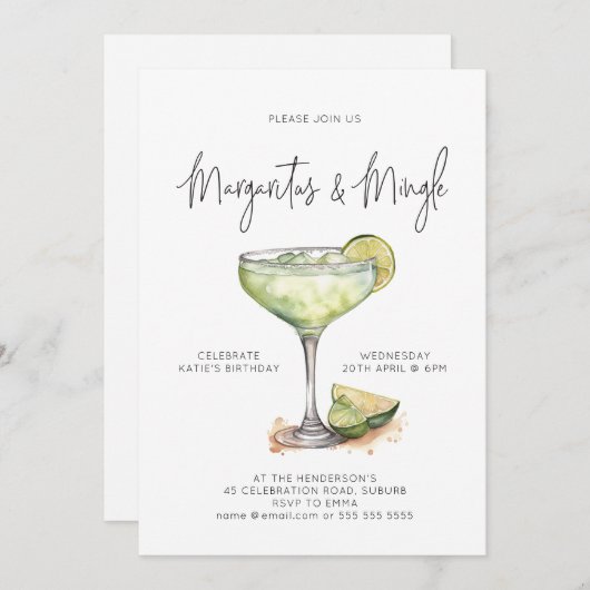 Invitation Margaritas & Mingle Cocktail Party (Devant / Derrière)