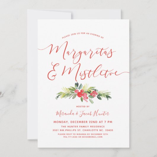Invitation Margaritas & Mistletoe | Fête de Noël (Devant)