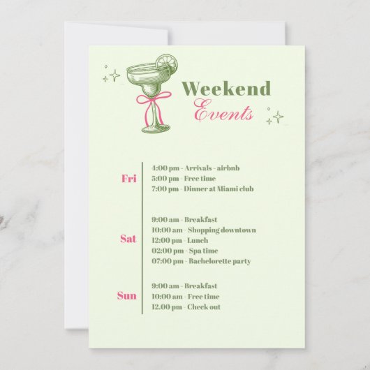 Invitation Margaritas rétro et Bachelorette de mariage (Dos)