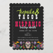 Invitation Margaritas Tacos Tequilla Patrimoine Hispanique Fi (Devant / Derrière)