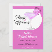 Invitation Marges et mariage Fête des mariées rose et blanche (Devant)