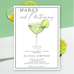 Invitation Marges et Mariage Lime Margarita Fête des mariées