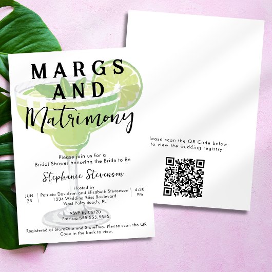 Invitation Marges et mariage QR Code Margarita Fête des marié