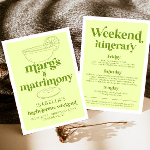 Invitation Marges & Mariage Bachelorette Week-end Itinéraire