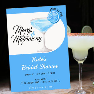 Invitation Marges & Mariage Fête des mariées bleue et blanche