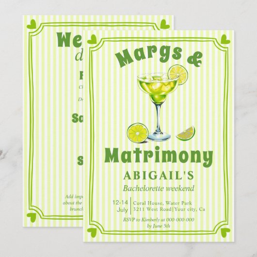 Invitation Marges & Mariage gribouillages week-end de bachelo (Devant / Derrière)