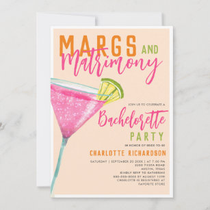 Invitation Marges & Mariage Margarita Orange Bachelorette