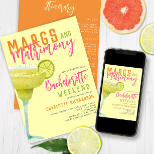 Invitation Marges & Mariage Margaritas Bachelorette Week-end