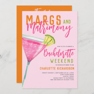 Invitation Marges & Mariage Margaritas Bachelorette Week-end
