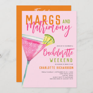 Invitation Marges & Mariage Margaritas Bachelorette Week-end