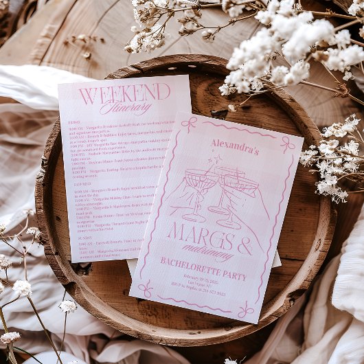 Invitation Marges Roses Et Bachelorette De Mariage