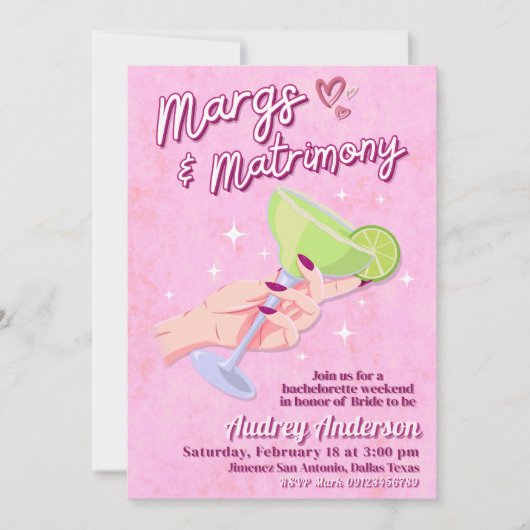 Invitation Margs et Mariage - Week-end de célibataire (Devant)