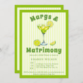 Invitation Margs & Mariage cocktail vert nuptiale douche (Devant / Derrière)