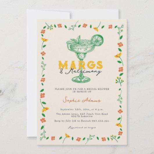 Invitation Margs & Mariage Margaritas Coctail Douche nuptiale (Devant)