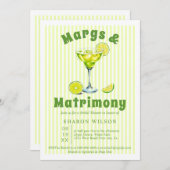 Invitation Margs & Matrimony cocktails rayures nuptiale douch (Devant / Derrière)