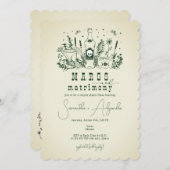 Invitation Margs Matrimony Crâne Mexicaine Fiesta Couple Douc (Devant / Derrière)