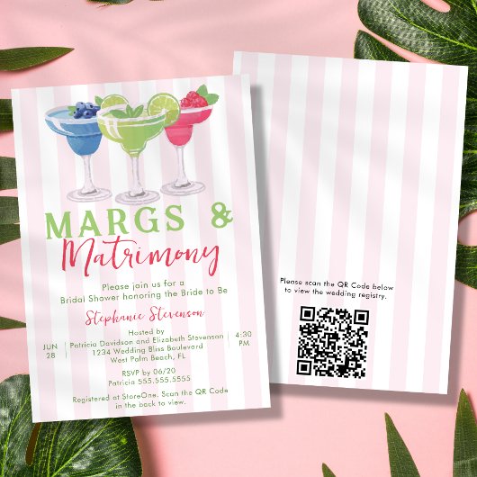 Invitation Margs & Matrimony Margarita Code QR Réception de M