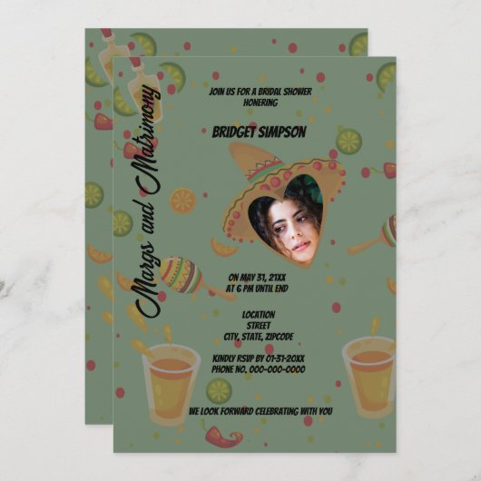 Invitation margs mexicains et douche matrimoniale (Devant / Derrière)