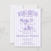 Invitation Margueritas et mariage rétro moderne rayé Bach (Devant)