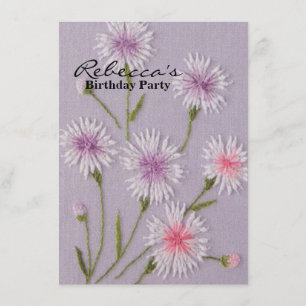 Invitation marguerite blanche florale de broderie pourpre