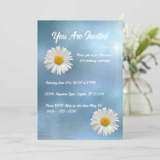 Invitation Marguerite blanche joyeuse (Debout devant)