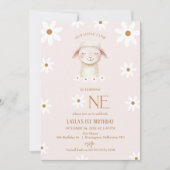 Invitation Marguerite blanche moderne Notre petit agneau 1er  (Devant)