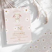 Invitation Marguerite blanche moderne Notre petit agneau 1er 
