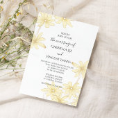 Invitation Marguerite jaune clair sur Mariage blanc