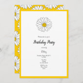 Invitation Marguerite jaune et blanc et Motif 2 (Devant / Derrière)