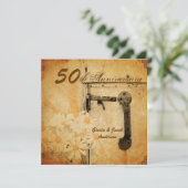 Invitation marguerite rustique 50e anniversaire de mariage (Debout devant)
