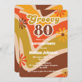 Invitation Marguerites à ondes rétro Super 80e anniversaire (Devant / Derrière)