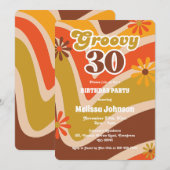 Invitation Marguerites à vague rétro Super 30e anniversaire (Devant / Derrière)