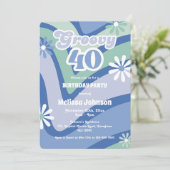 Invitation Marguerites à vague rétro Super 40e anniversaire b (Debout devant)