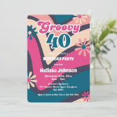 Invitation Marguerites à vague rétro Super 40e anniversaire d (Debout devant)