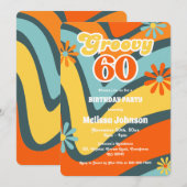 Invitation Marguerites à vague rétro Super 60e anniversaire v (Devant / Derrière)
