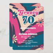 Invitation Marguerites à vague rétro Super 70e anniversaire d (Devant / Derrière)