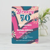 Invitation Marguerites à vague rétro Super 70e anniversaire d (Debout devant)