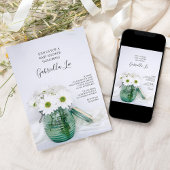 Invitation Marguerites blanches dans le Baby shower de Vase J