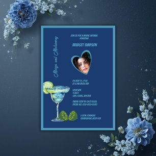 Invitation marguerites de douche nuptiale bleue et photo de m